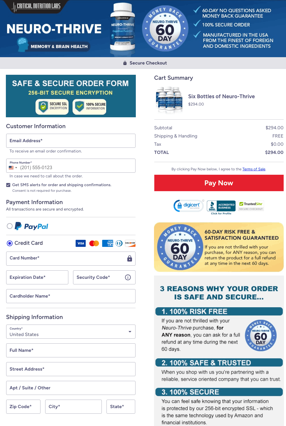 NeuroThrive Official Website Secure Order Page